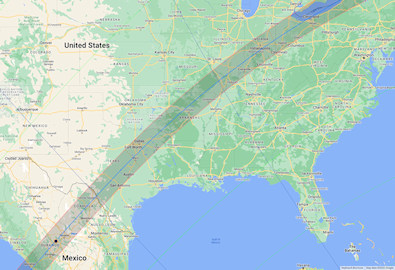 The path of the eclipse is only about 100 miles wide